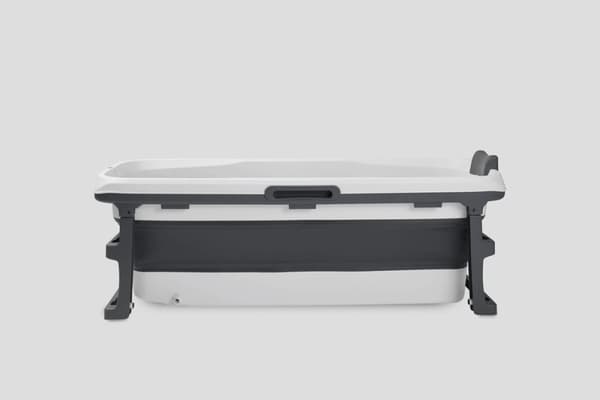 Tubfamily - Foldebadekar til voksne med låg, digital termometer og fodmassage - 150cm/Grå XL