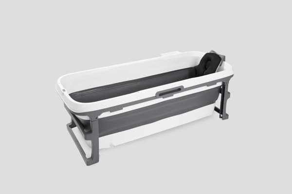 Tubfamily - Foldebadekar til voksne med låg, digital termometer og fodmassage - 150cm/Grå XL