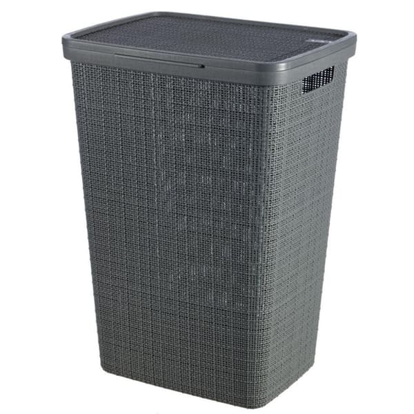 Curver Wasmand ja Deksel Jute-Look 58L Donkergrijs
