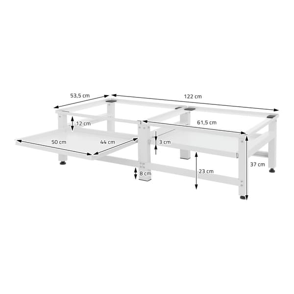 Set med 2 tvättmaskinsunderreden med utdragbara hyllor i vitt stål ML design