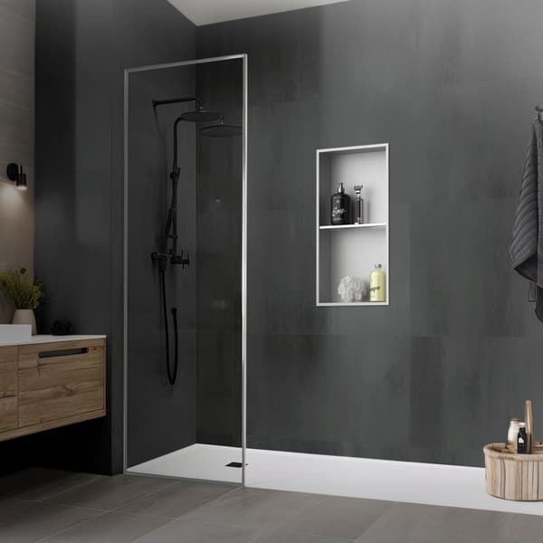 Suihkutarjotin 2 tasoa 60x30 cm hopea ruostumaton teräs seinänurkka Suihkutarjotin LuxeBath