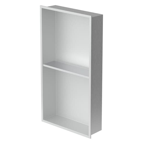 Suihkutarjotin 2 tasoa 60x30 cm hopea ruostumaton teräs seinänurkka Suihkutarjotin LuxeBath
