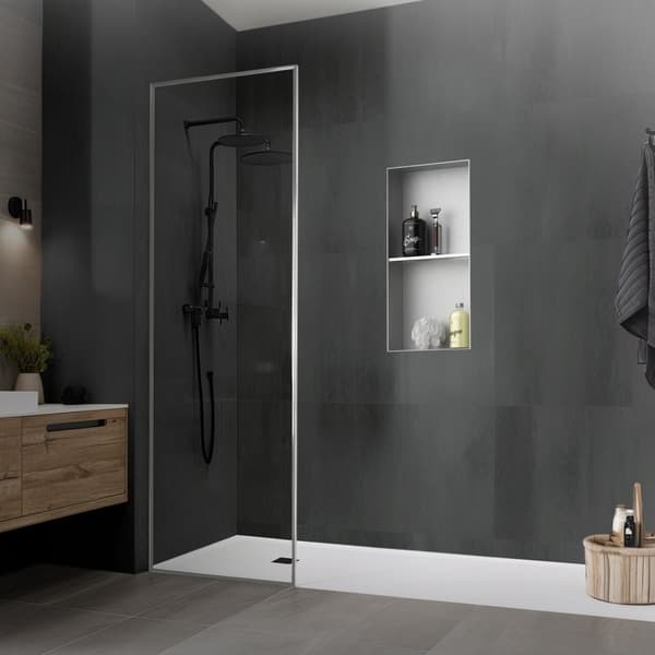 Bruseniche 2 niveauer 60x30 cm sølv rustfrit stål indbygningsramme væg niche bruseniche LuxeBath