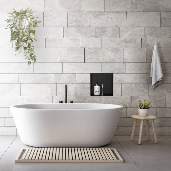 Suihkutarjotin 30x20 cm musta ruostumaton teräs uppokehys Seinänurkkaus Suihkutarjotin LuxeBath