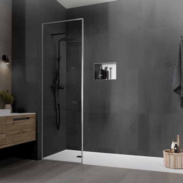 Suihkutarjotin 30x20 cm hopea ruostumaton teräs uppokehys Seinänurkkaus Suihkutarjotin LuxeBath