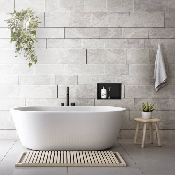 Duschbricka 30x20 cm svart rostfritt stål väggnisch Duschbricka LuxeBath