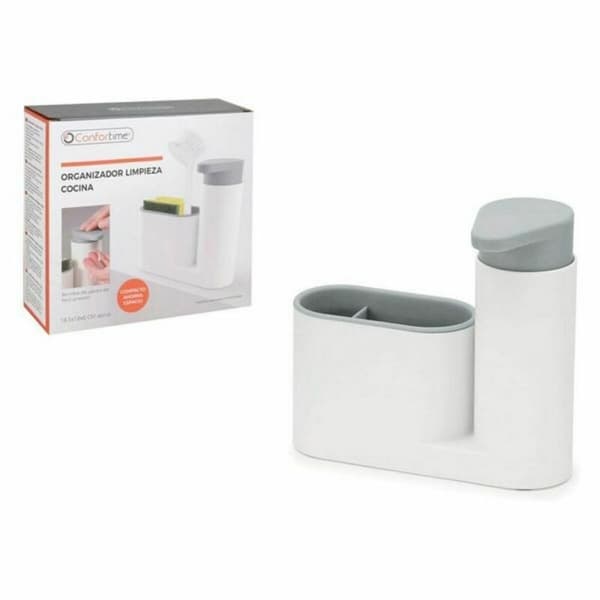 Diskmedelspump 2-i-1 Confortime 18 x 6 x 16 cm Tvålfat Vit (12 antal)