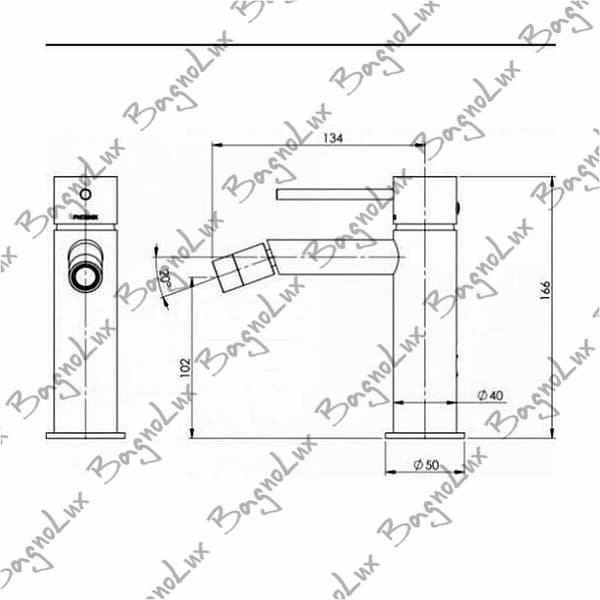 Bidetblanderarmatur, mat sort finish, justerbar perlator