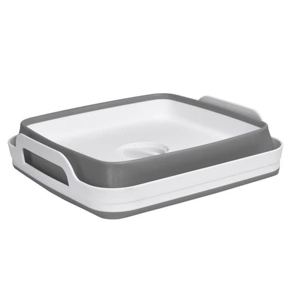 Hopfällbar skål med avlopp, vit och grå COMPACT