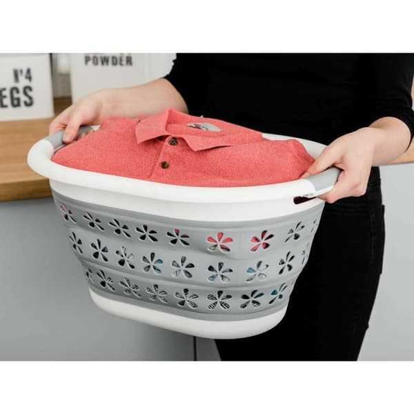 Oval foldbar skål 50 x 37 cm hvid og grå OVAL COMPACT 25L