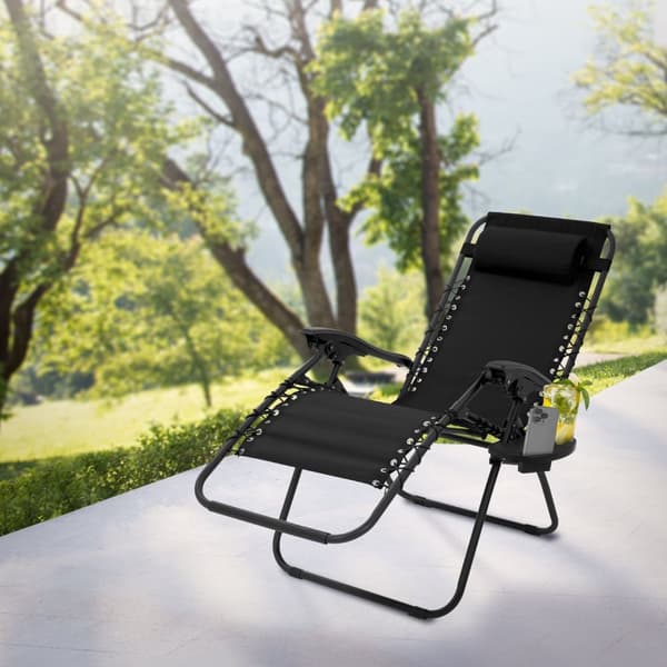 Fällbar recliner svart med justerbart nackstöd &amp; ryggstöd inkl. mugghållare från ML-Design