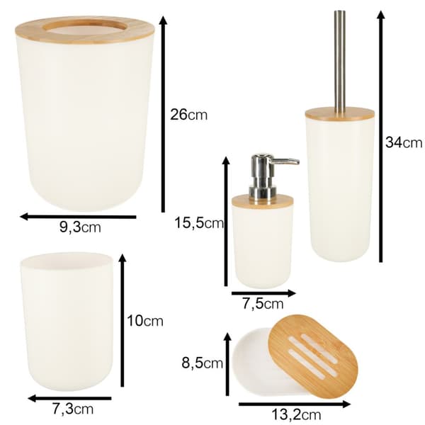 Badrumsset, borstautomat, set med 6 element, vit