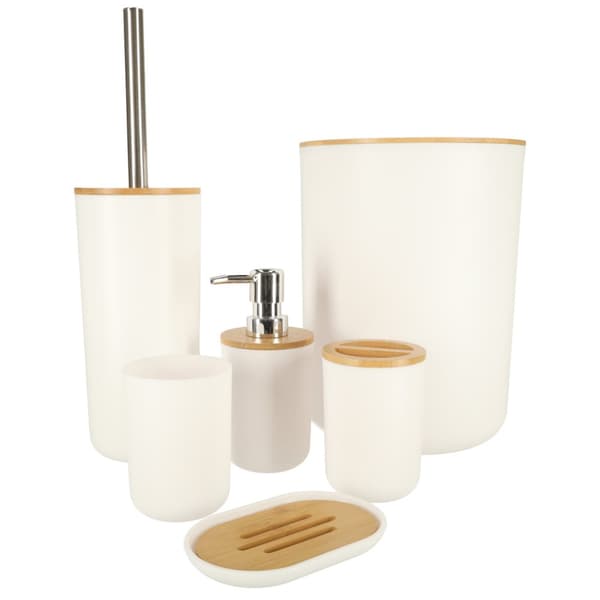 Badrumsset, borstautomat, set med 6 element, vit