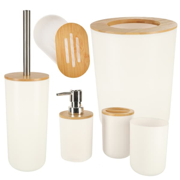 Badrumsset, borstautomat, set med 6 element, vit
