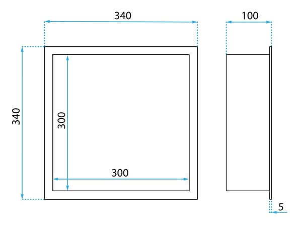 BADHYLLA FÖR BADRUM 30x30 borstat stål