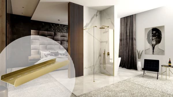 Badeværelsehylde til brusebad SF03 60cm børstet guld