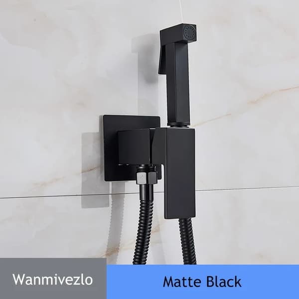 Bidet-suihkuhana, massiivinen messinkirakenne, kuuman ja kylmän veden säätö., Mattamusta