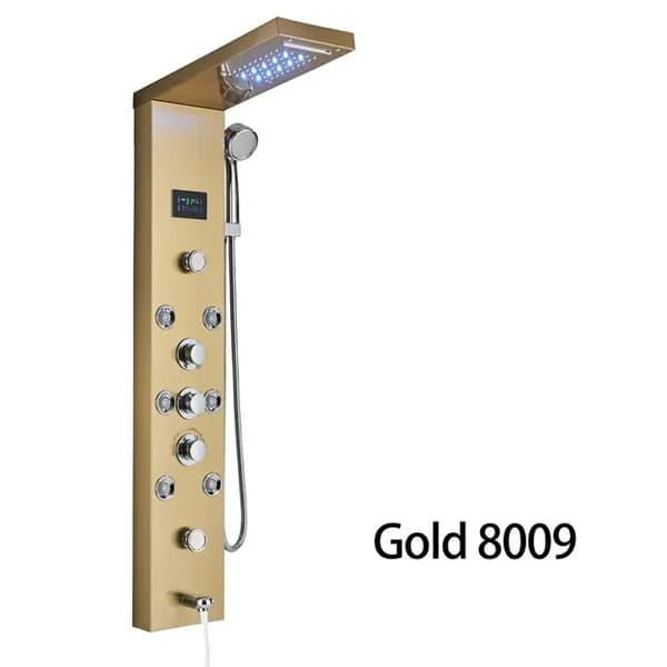 LED Badeværelse Brusehane Panel, Luksus Design, Digital Display Skærm, Guld 8009