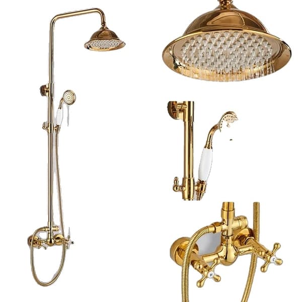 Guldduschblandare, regnduschhuvud, väggmonterad installation, Guld E-stil