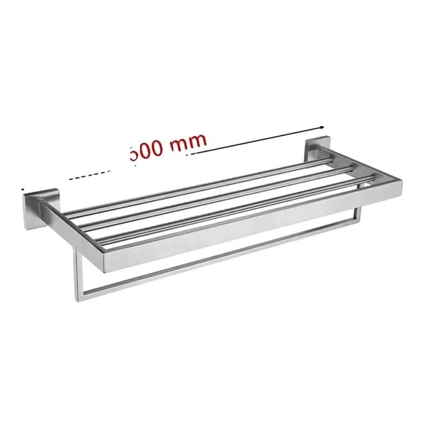Badeværelsestilbehør, rustfrit stål konstruktion, børstet nikkel finish, Krog 4 stk Towel rack 60cm