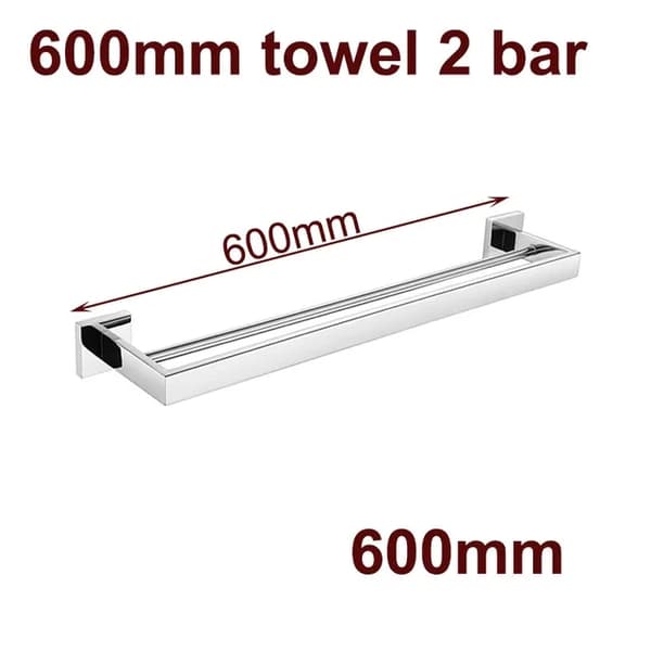 Badeværelsesudstyr, Poleret Rustfrit Stål, Spejlfinish, 4-delt sæt 60cm 2bar