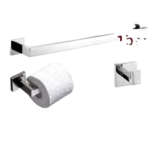 Badeværelsesudstyr, Poleret Rustfrit Stål, Spejlfinish, 4-delt sæt 60cm 2bar