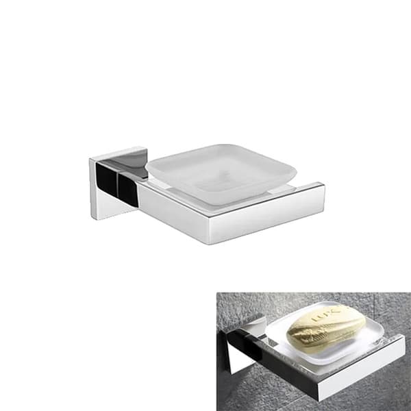 Badeværelsesudstyr, Poleret Rustfrit Stål, Spejlfinish, 4-delt sæt 60cm 2bar soap dish