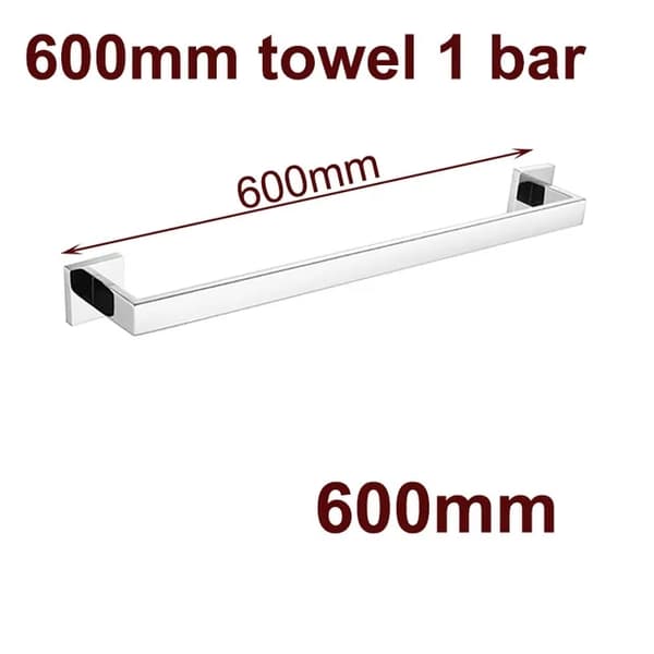 Badeværelsesudstyr, Poleret Rustfrit Stål, Spejlfinish, 4-delt sæt 60cm 2bar