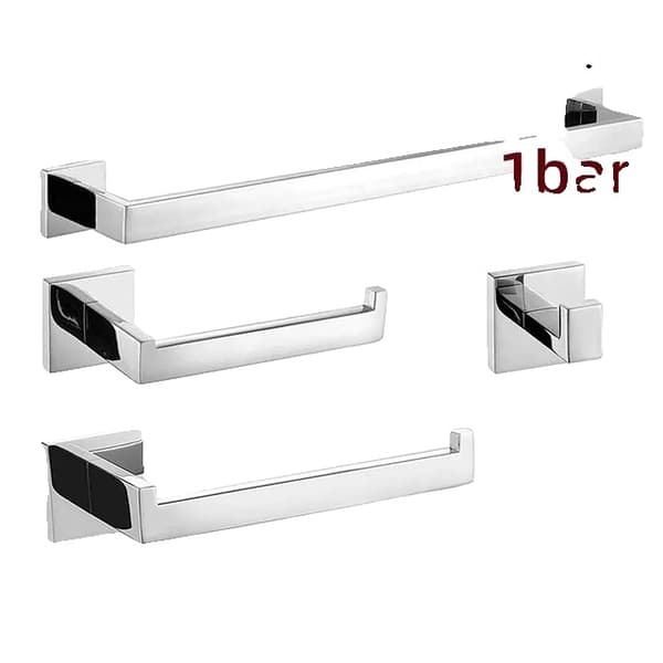 Badeværelsesudstyr, Poleret Rustfrit Stål, Spejlfinish, 4-delt sæt 60cm 2bar
