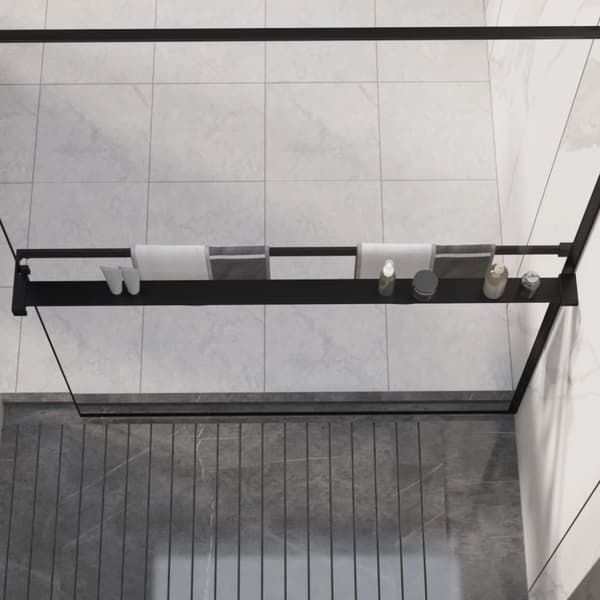 vidaXL Duschhylla för duschvägg svart 118 cm gjuten aluminium - Badrumstillbehör