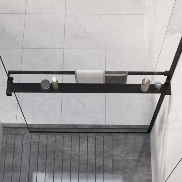 vidaXL brusehylde til brusevæg 90 cm aluminium sort -  Badeværelse – tilbehør