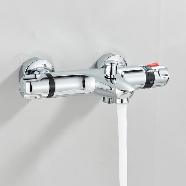 Termostatisk brusearmatur, dobbelt håndtag kromblander, vægmonteret,ærbarChrome Bærbar