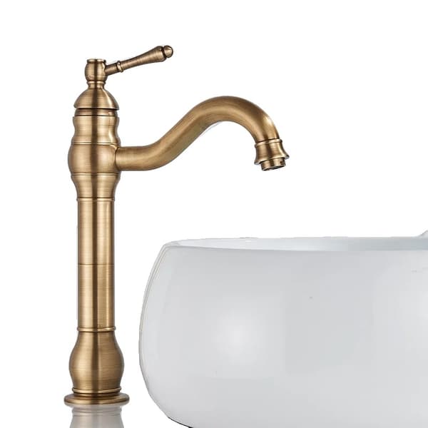 Messing Badeværelsesarmatur, Enkelt Håndtag, Varmt & Koldt Blander,åndtag"Oliegnedskuret bronze håndtag" Antique Brass High