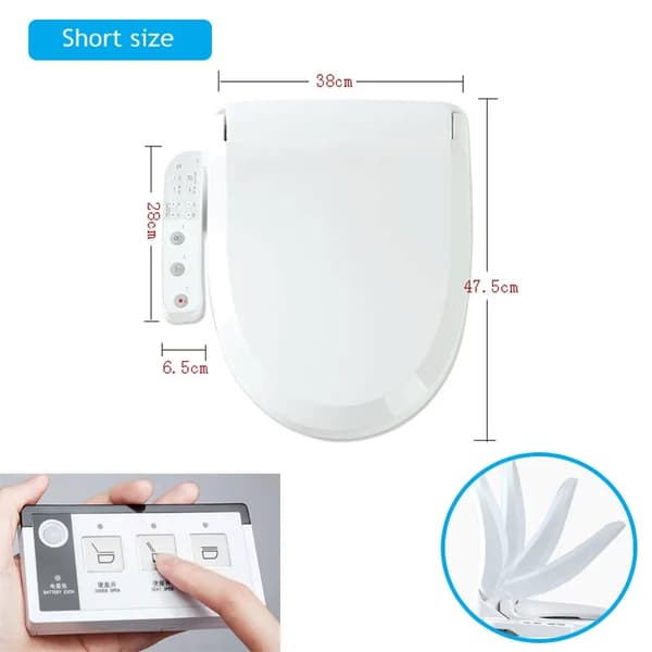 Smart Toilet Sæde, Opvarmet med Fjernbetjening, Justerbar Vandtryk,EF-S140 kort størrelse, EU-stik, 220V-230V