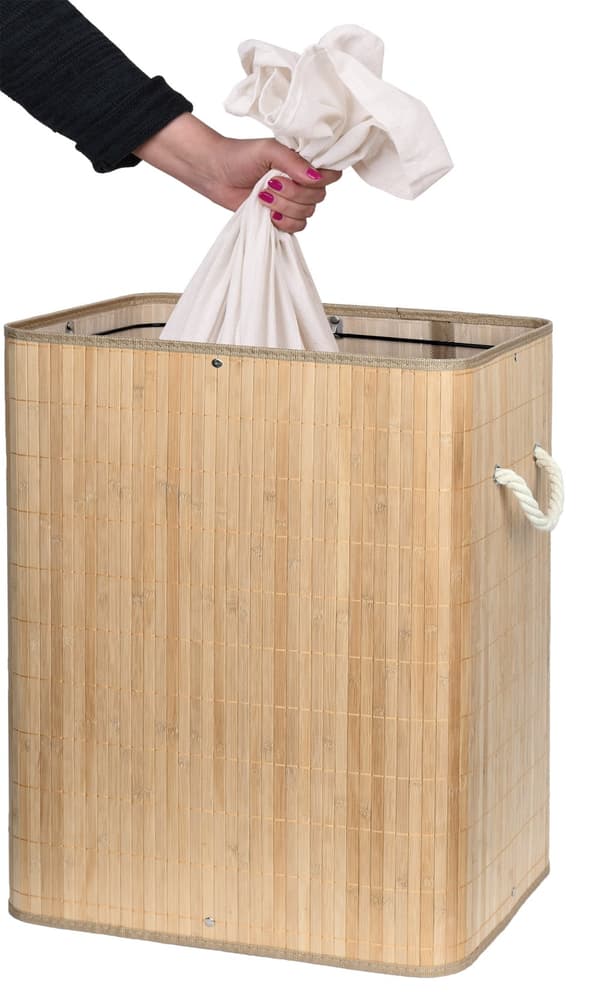 Søren bambus vasketøjskurv, 2 rum, natur