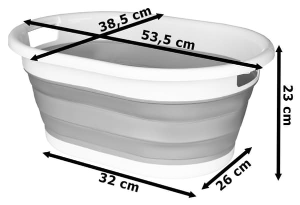 AIDA soikea taitettava kulho cm valkoinen ja harmaa COMPACT 25L