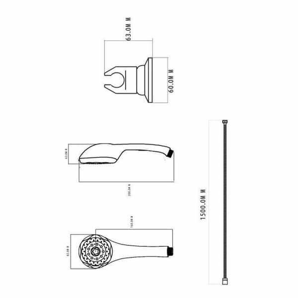 Et brusehoved med slange til fordeling af vandet Rousseau Heko Stop'O Grå Rustfrit stål 150 cm 5 Positioner
