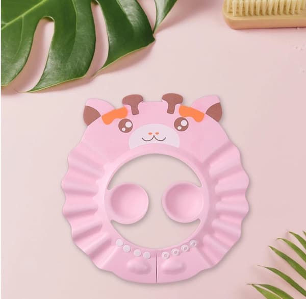 Badevisir / skygge til vask af børns hoveder - Pink Giraffe