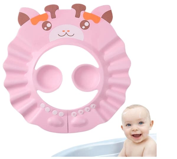 Badevisir / skygge til vask af børns hoveder - Pink Giraffe