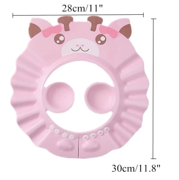 Badevisir / skygge til vask af børns hoveder - Pink Giraffe