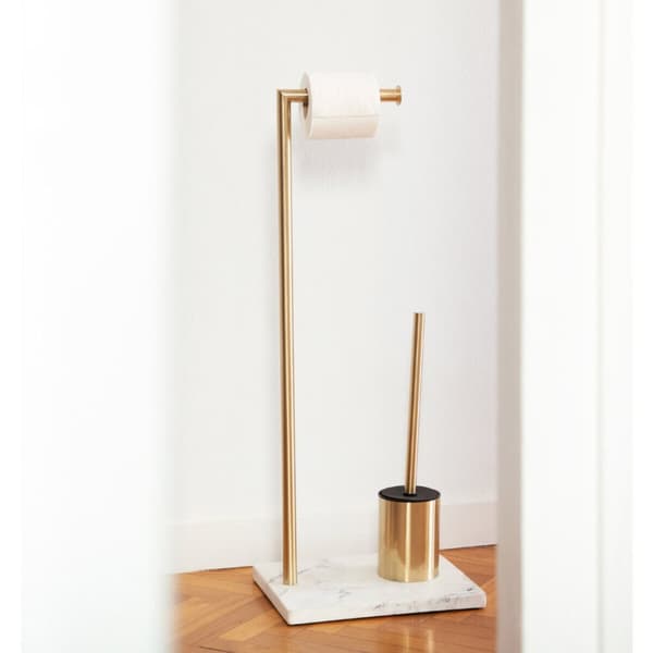 Toiletpapirholder med toiletbørsteholder Andrea House Gylden