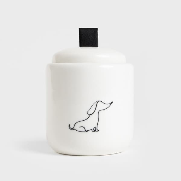 Container | DORSEY | med gravhund hvid | 9,1x11,1cm | 732744