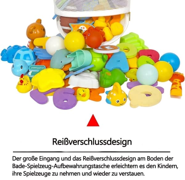 Opbevaringstaske til badeværelset, Hængende legetøjstaske, Stofpose til badeværelset, Opbevaring til badelegetøj, 24,5x23x27 cm