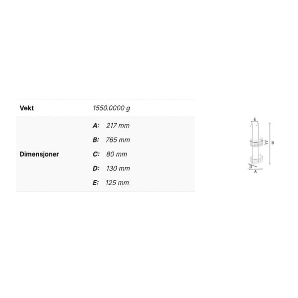 Smedbo Sideline DK1041 Dusjkurv Dobbel Krom