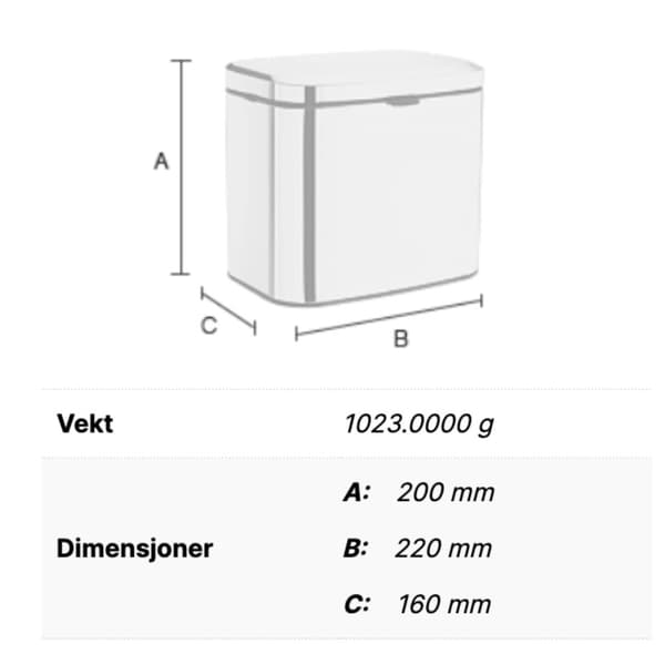 Smedbo Outline 669 Vegghengt Avfallsbeholder