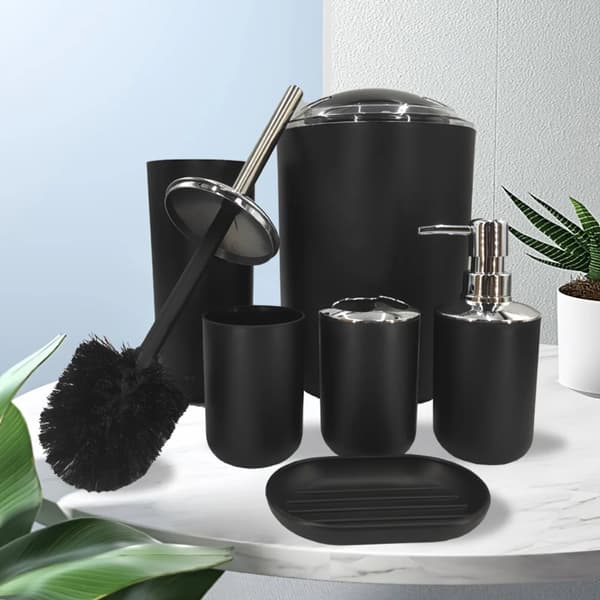 Komplett badrumsensemble, stiligt tillbehörsset, platsbesparande design,Svart