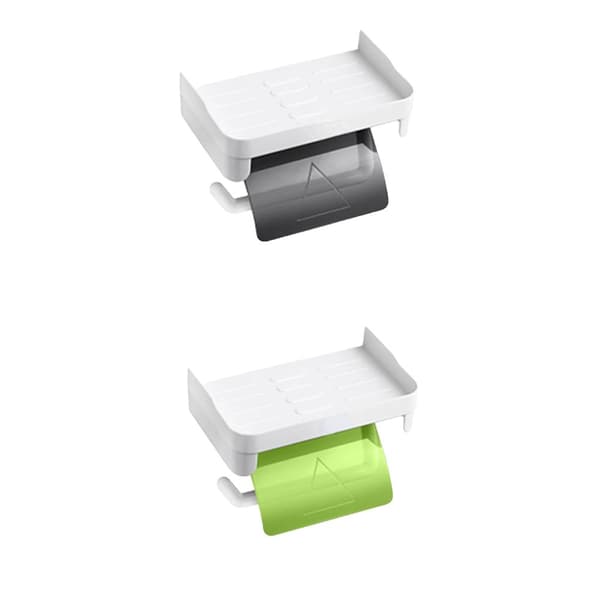 Væghængt Toiletpapirholder, Vandtæt, Selvklæbende Installation,Grå Og Grøn