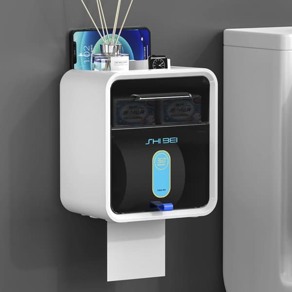 Toiletpapirholder, Væghængt, Vandtæt Design,Hvid dobbeltlag