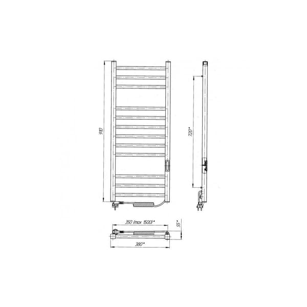 Elektrisk handdukstork IMIDZ (R3) 180W, 350x900, Laris Ukraina, svart