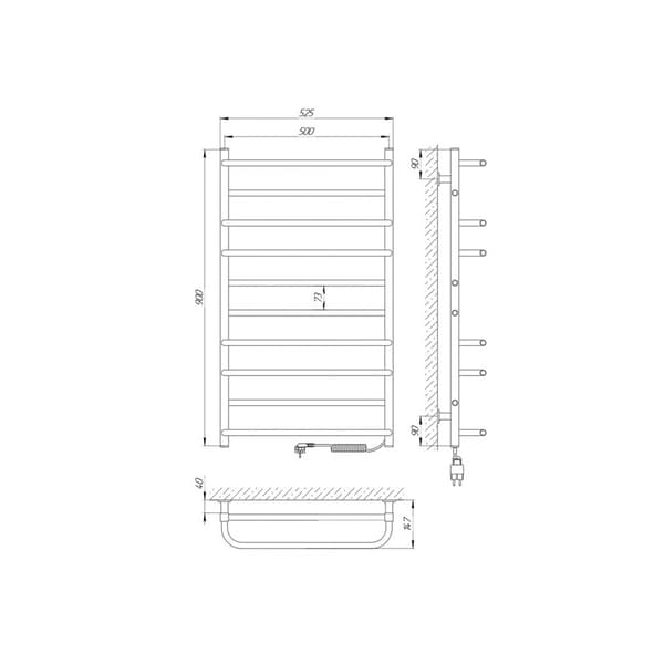 Sähköinen pyyhekuivain COMFORT (R3) 170W, 500x900, Laris Ukraina, valkoinen